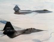 Lockheed YF-22 and Northrop YF-23 in the air