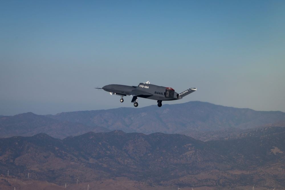 Northrop's YFQ-48A Talon Blue completes autonomous first flight at Mojave