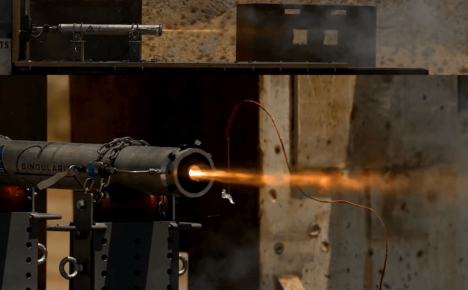 Interceptor Startup Singularity Tests Rocket Motor With U.S. Navy