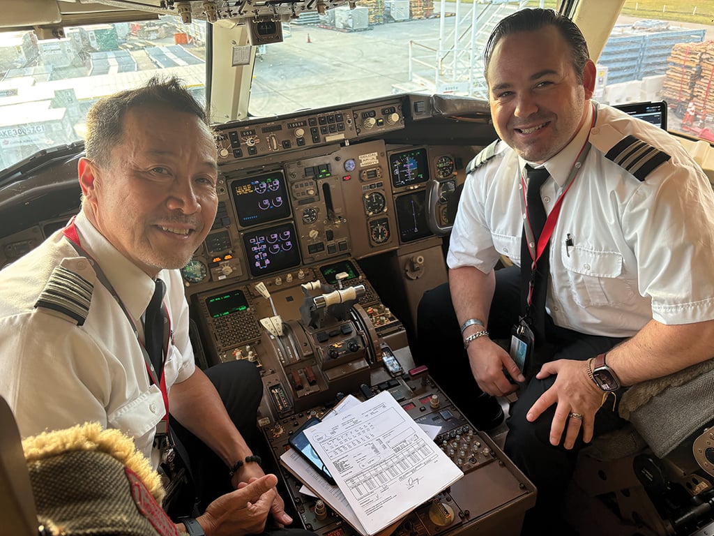 Pilots Jose Qmis (left) and Tate Page