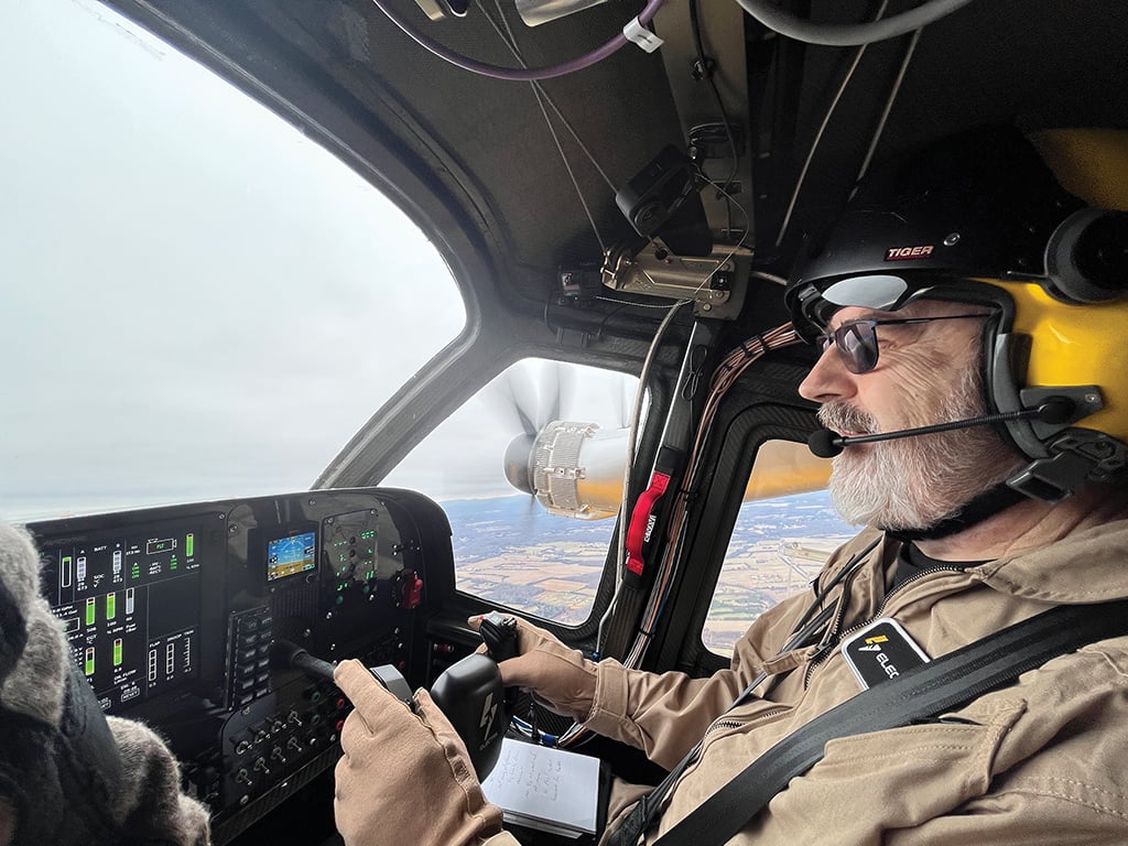 aviation week executive editor for technology graham warwick at the electra e2 controls