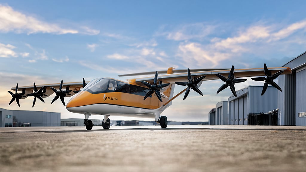 full-scale mockup of the electra el9 on the ground