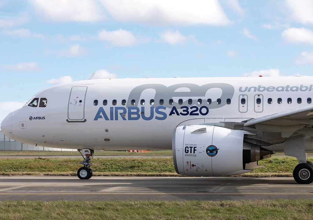 Airbus A320neo with a Pratt & Whitney GTF