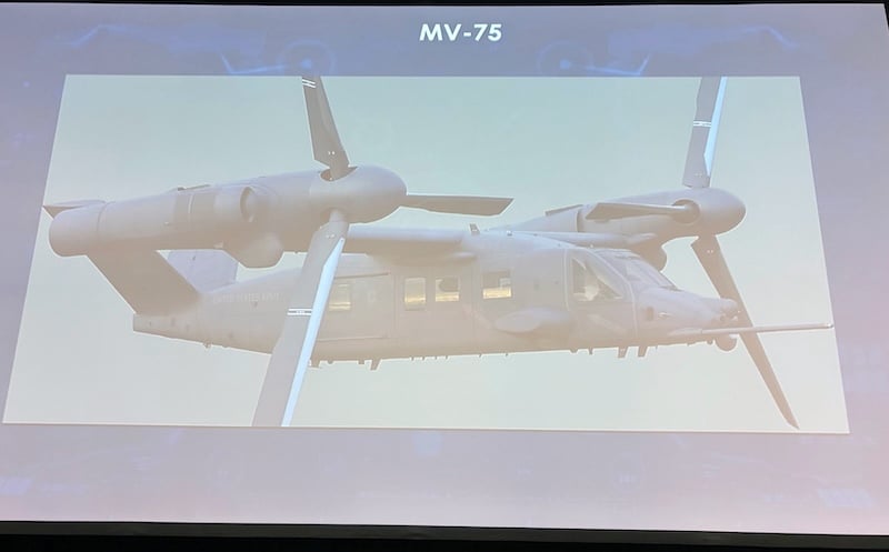 The U.S. Army showed a new rendering of a special operations variant of the MV-75.