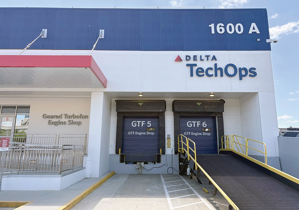 Delta TechOps geared turbofan engine shop