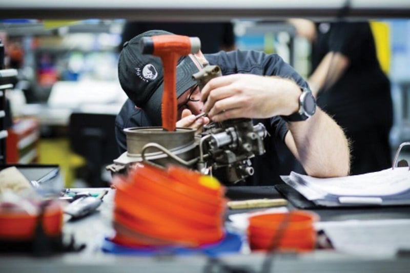 Jet Parts Engineering staff member working on PMA part