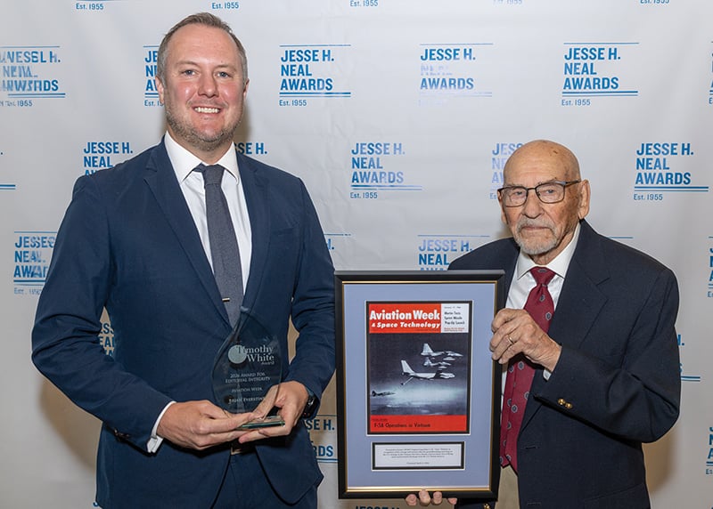 Brian Everstine and Tony Plattner with the Timothy White Award