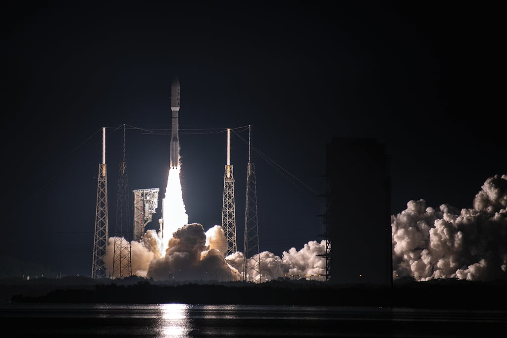 rocket launch at night