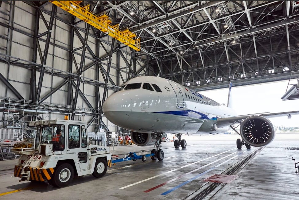 Aircraft in MRO Japan hangar