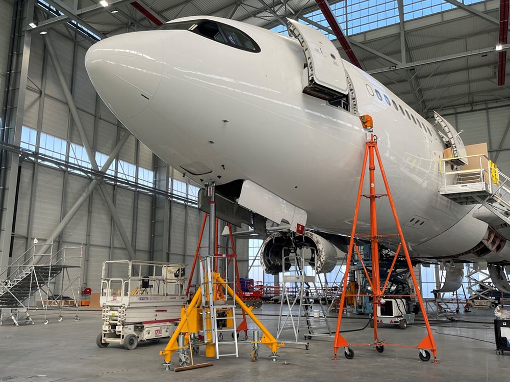 Aircraft in Vallair hangar