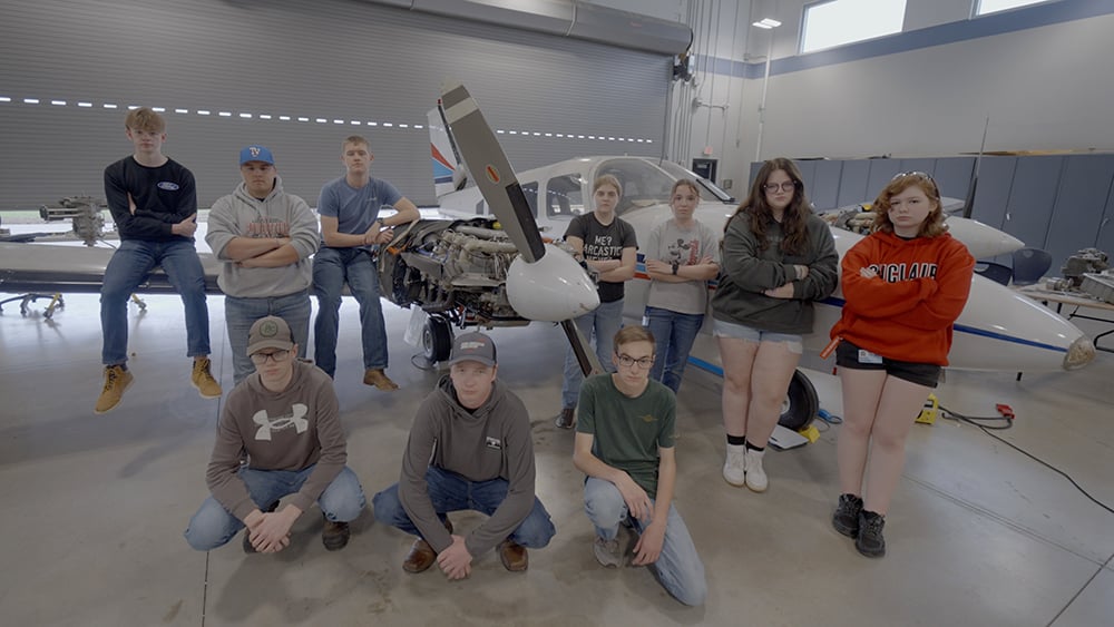Students at Miami Valley Career Technology Center's aviation maintenance technician program