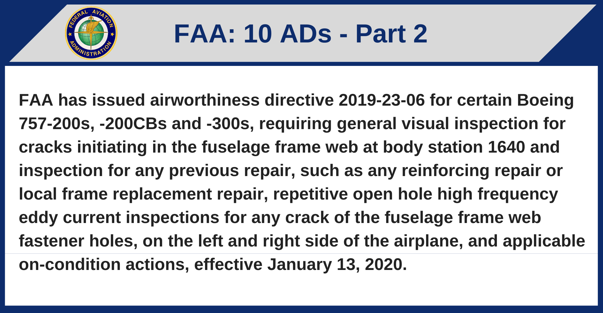 Global Regulatory Update, Dec. 1521, 2019 Aviation Week Network