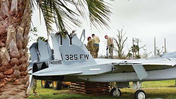 F15s damaged by Hurricane Michael 