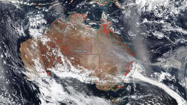 Fires burning in New South Wales and Queensland, Australia