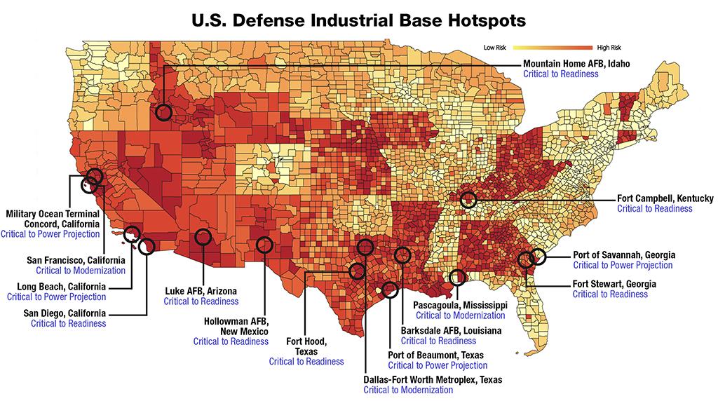 map of defense base hot spots