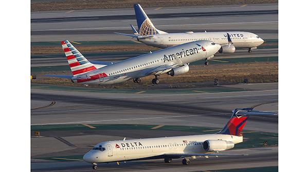 United airlines and american airlines and delta air lines aircraft