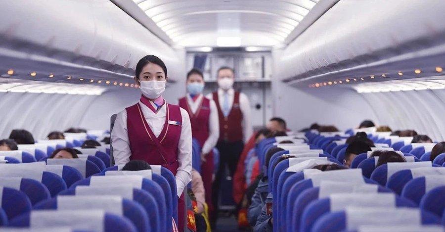 China Southern Airlines attendants with masks