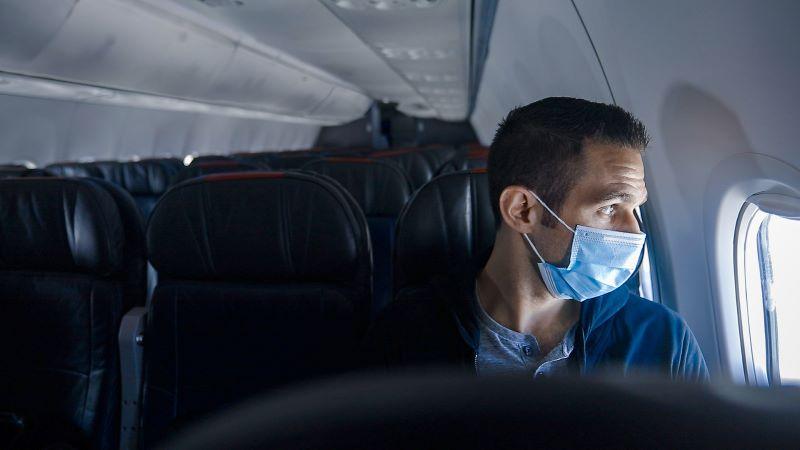 American Airlines passenger wearing a mask