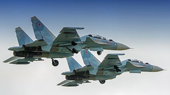 Su-30SM2 fighters in flight