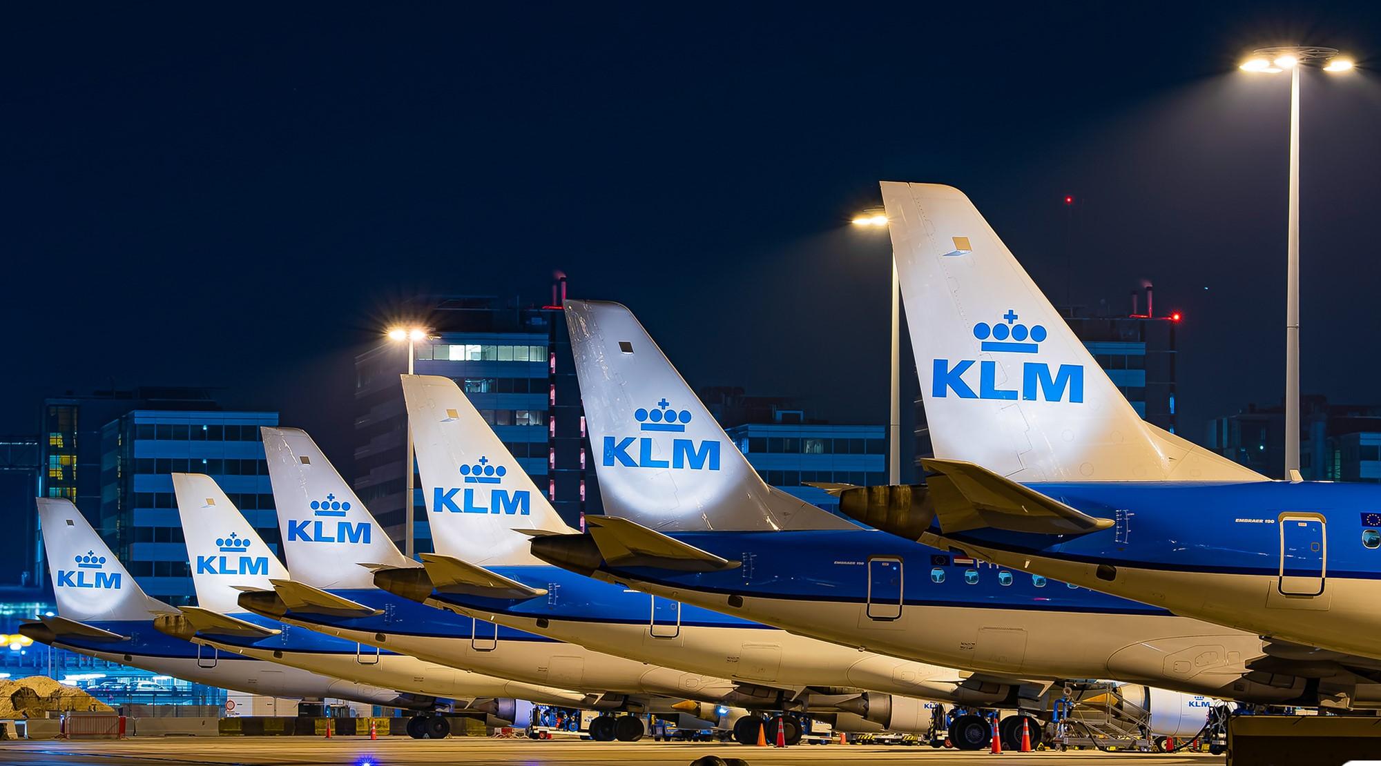 KLM planes parked at Schiphol 