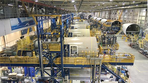 787 fuselage assembly in Charleston