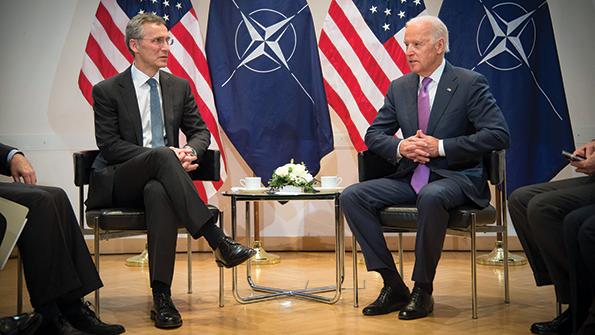 NATO Secretary General Jens Stoltenberg (left) with U.S. President-elect Joe Biden.
