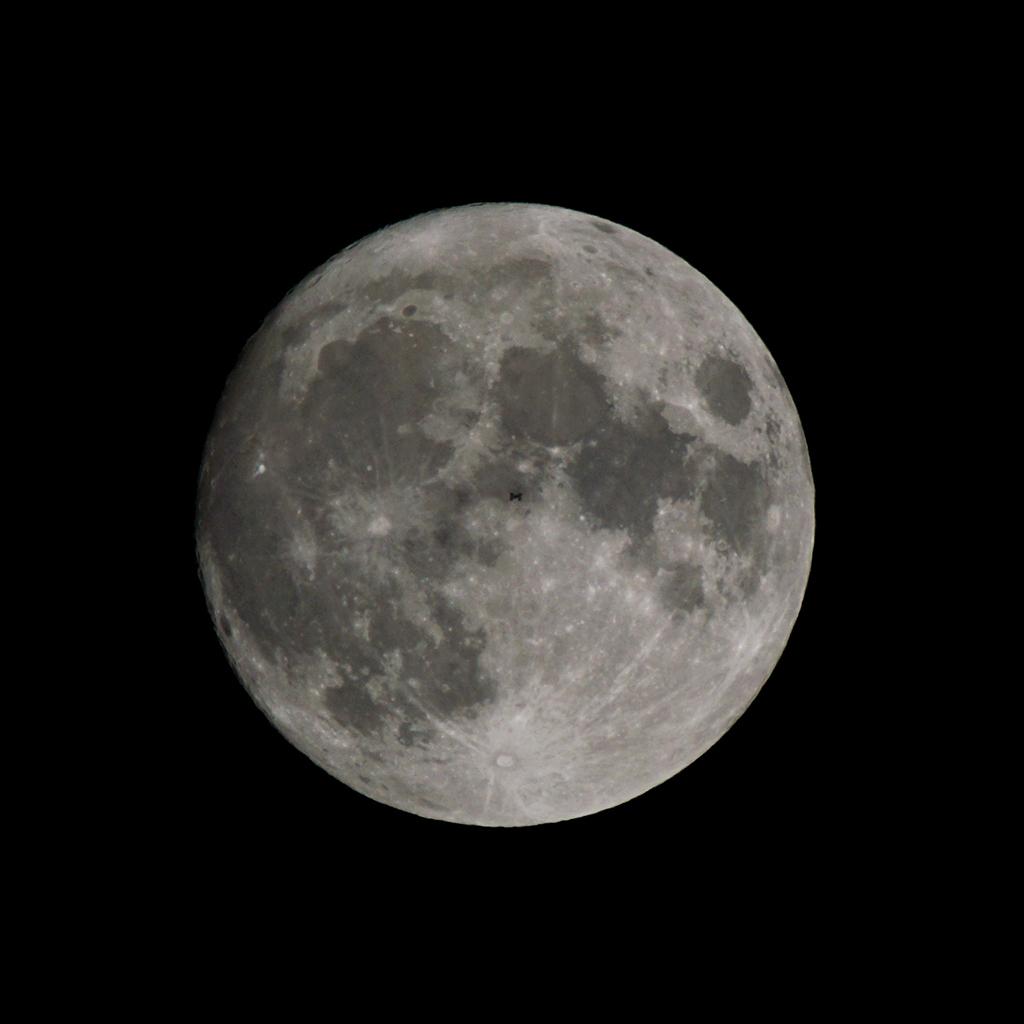 International Space Station transiting Moon