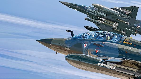 Mirage 2000D fighter and Mica IR air-to-air missiles