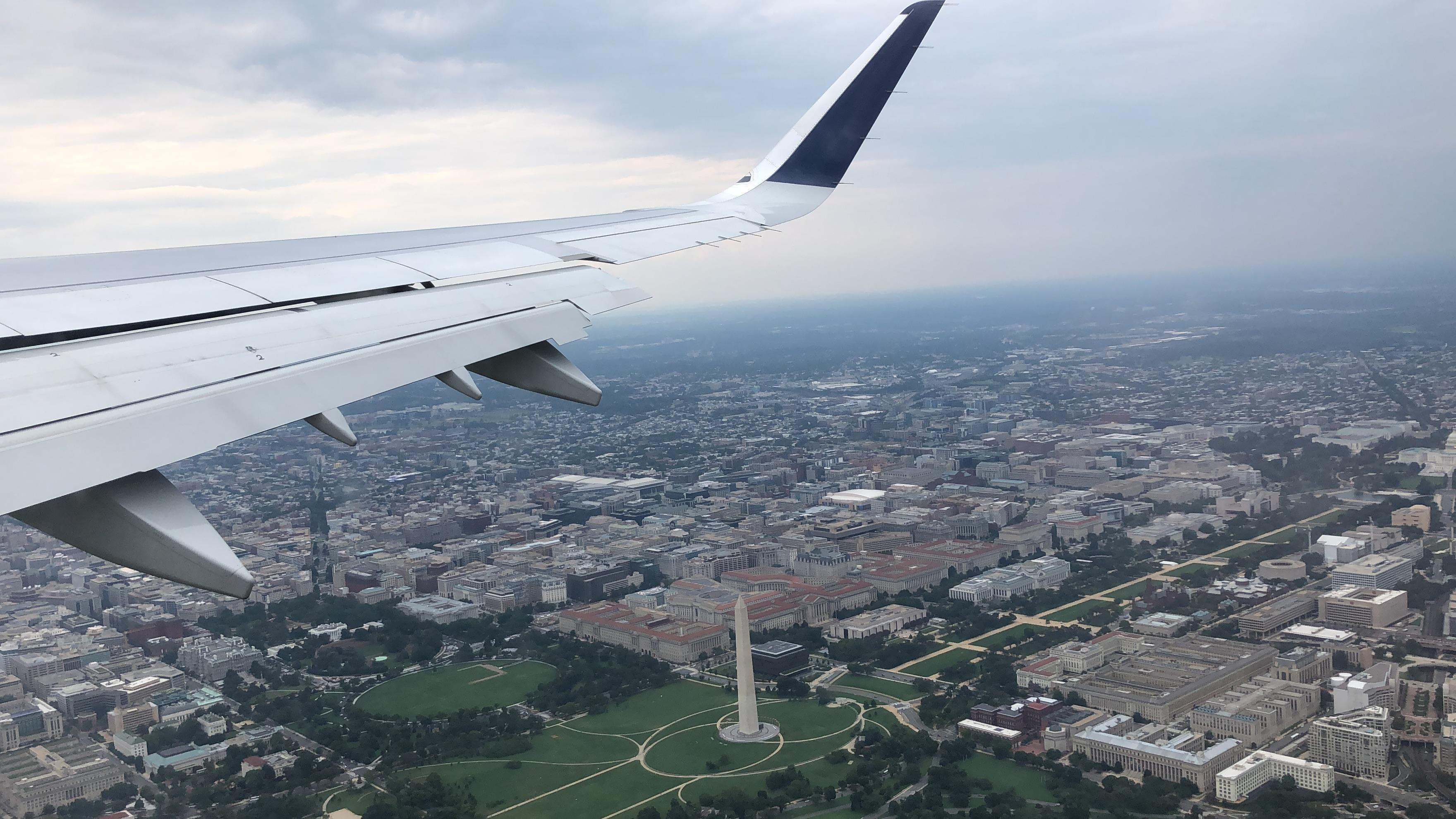 Washington DC aerial view from plane