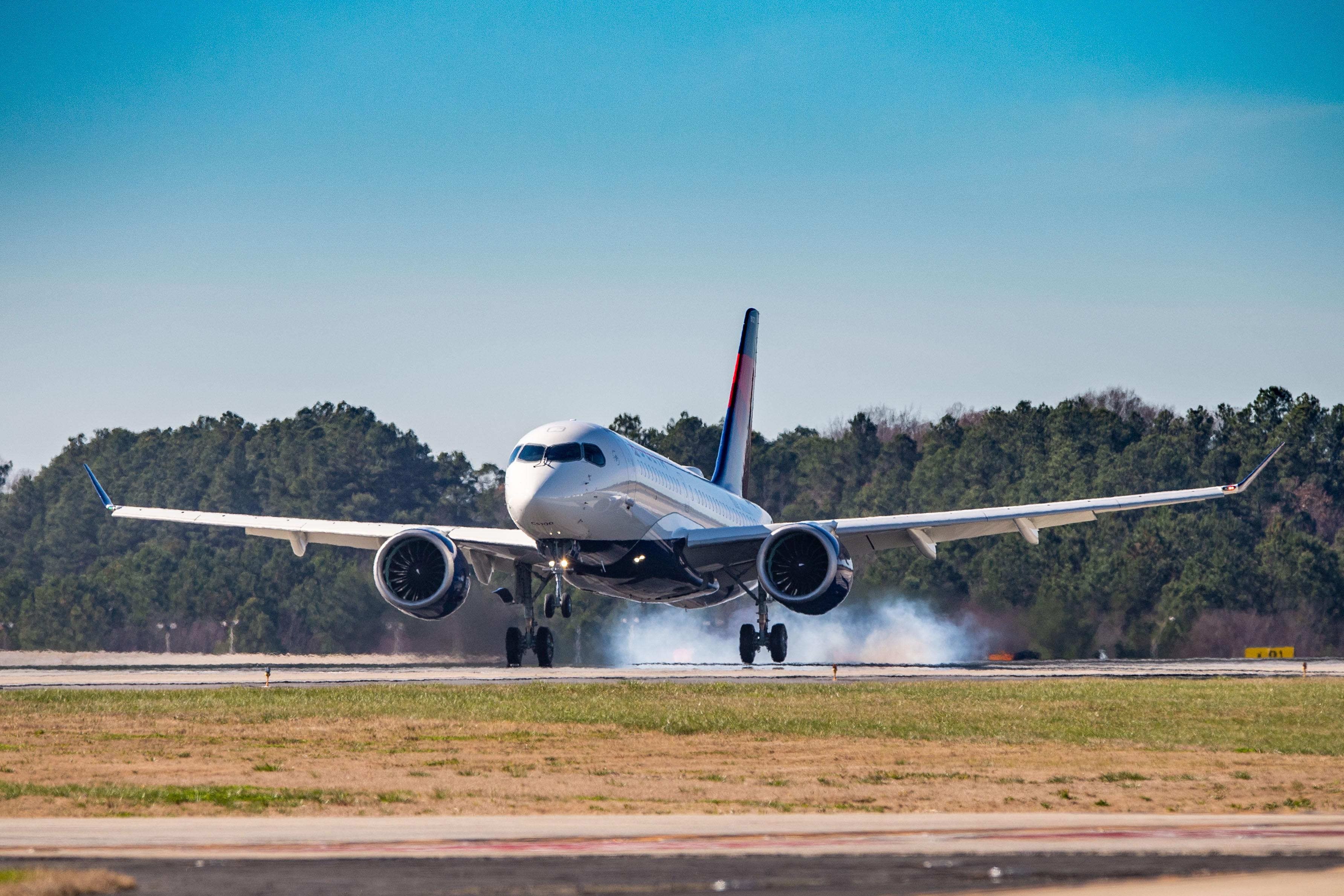 Delta A220 taking off