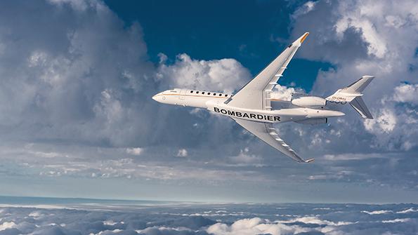 Bombardier aircraft in flight