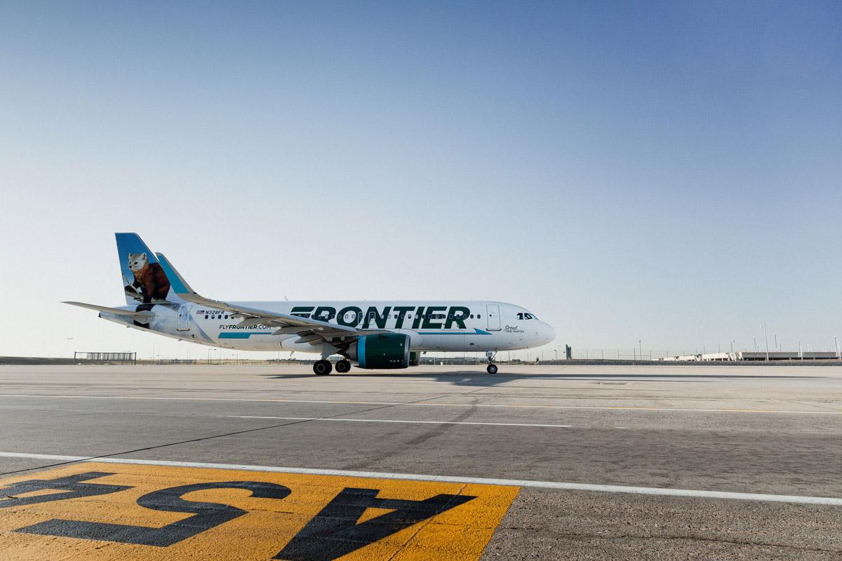 Frontier Airlines plane on tarmac