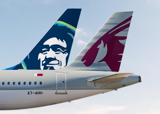 Alaska airlines and Qatar tails