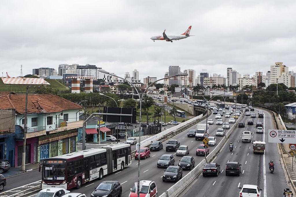 GOL plane landing at Congonhas Sao Paulo