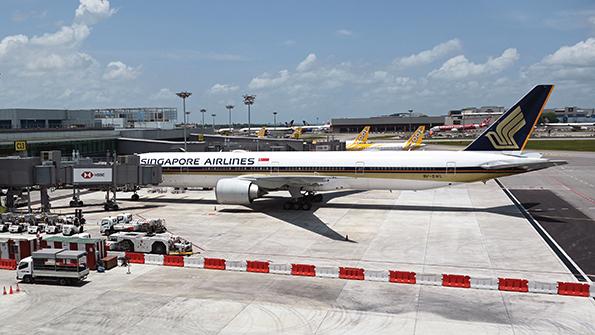 parked Singapore Airlines aircraft