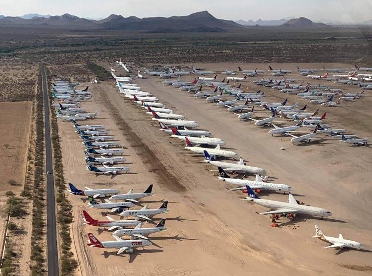 stored jets in AZ desert