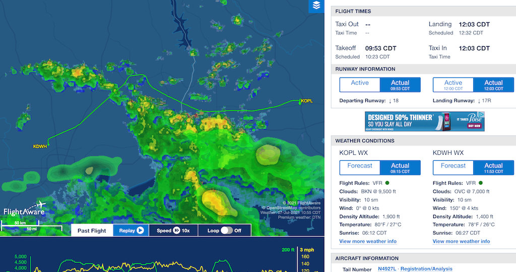 FlightAware Aviator interface