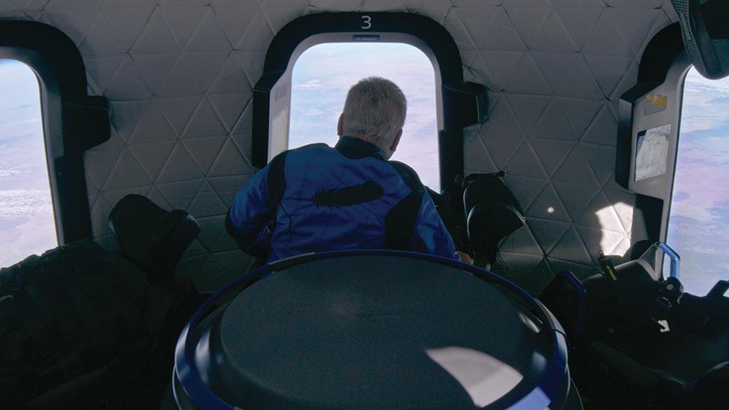 William Shatner aboard Blue Origin’s New Shepard capsule