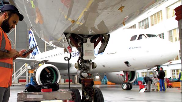 Technician using Airbus’ 3D Repair app
