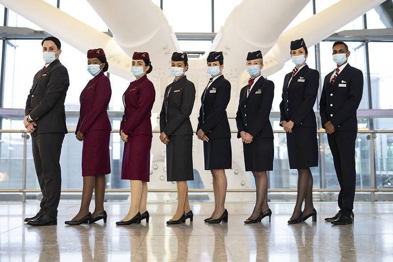 British Airways and Qatar Airways flight attendants 
