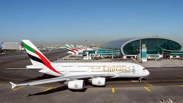 parked Emirates aircraft
