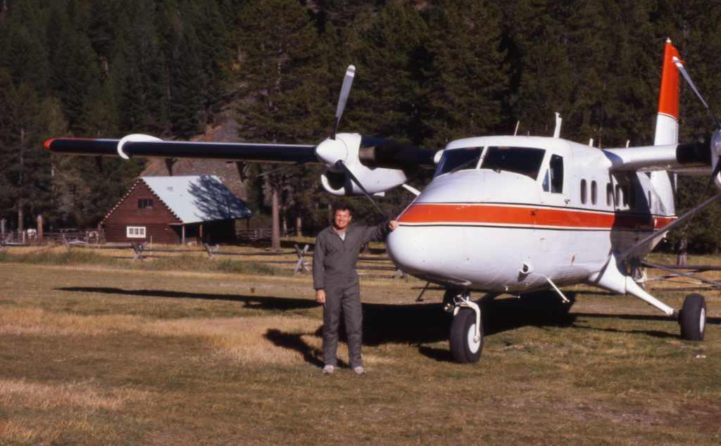 Patrick Veillette in front of a Twin Otter