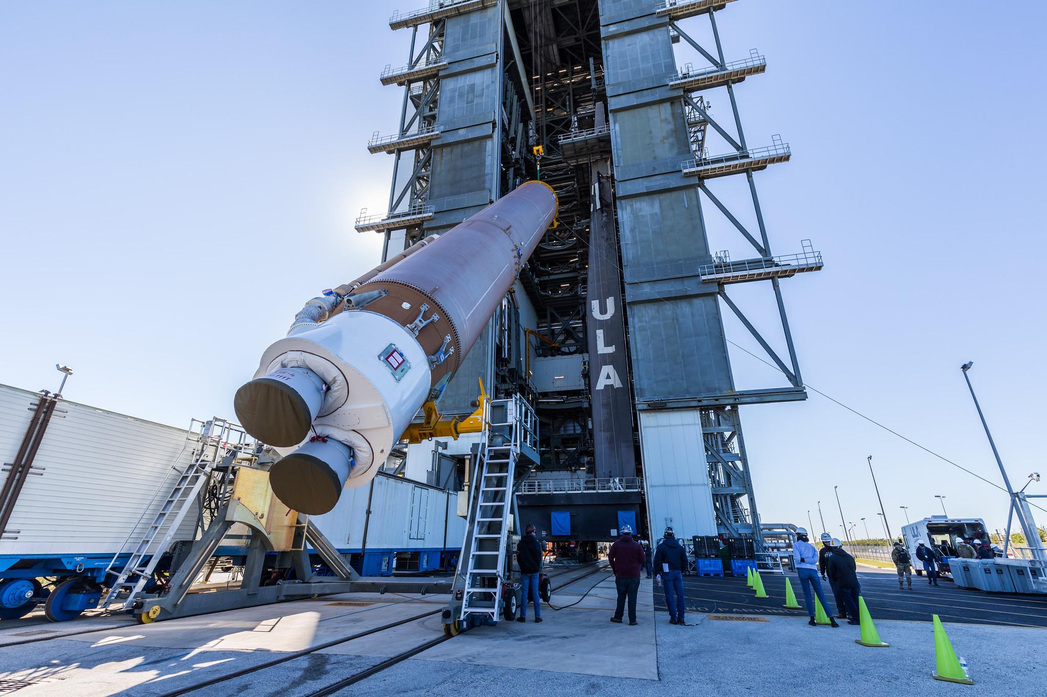 GOES-T satellite being loaded into its launch vehicle