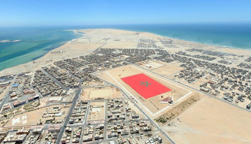 Morocco flag aerial view