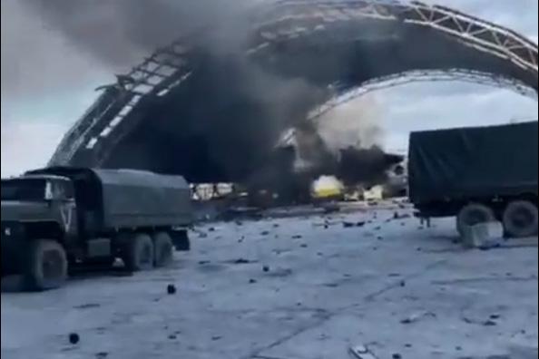 Damaged Antonov An-225 in hangar