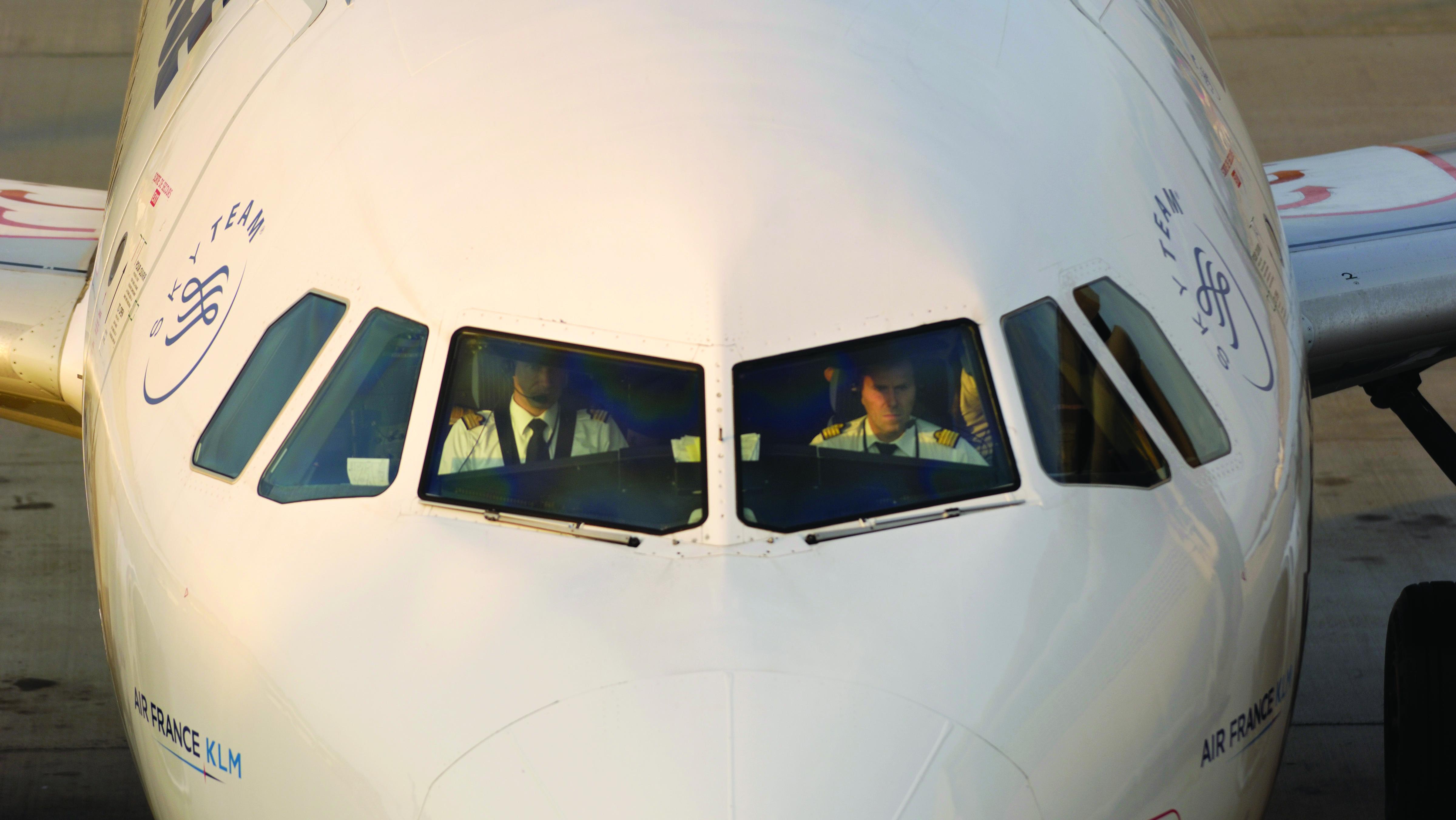 Air France KLM pilots in cockpit