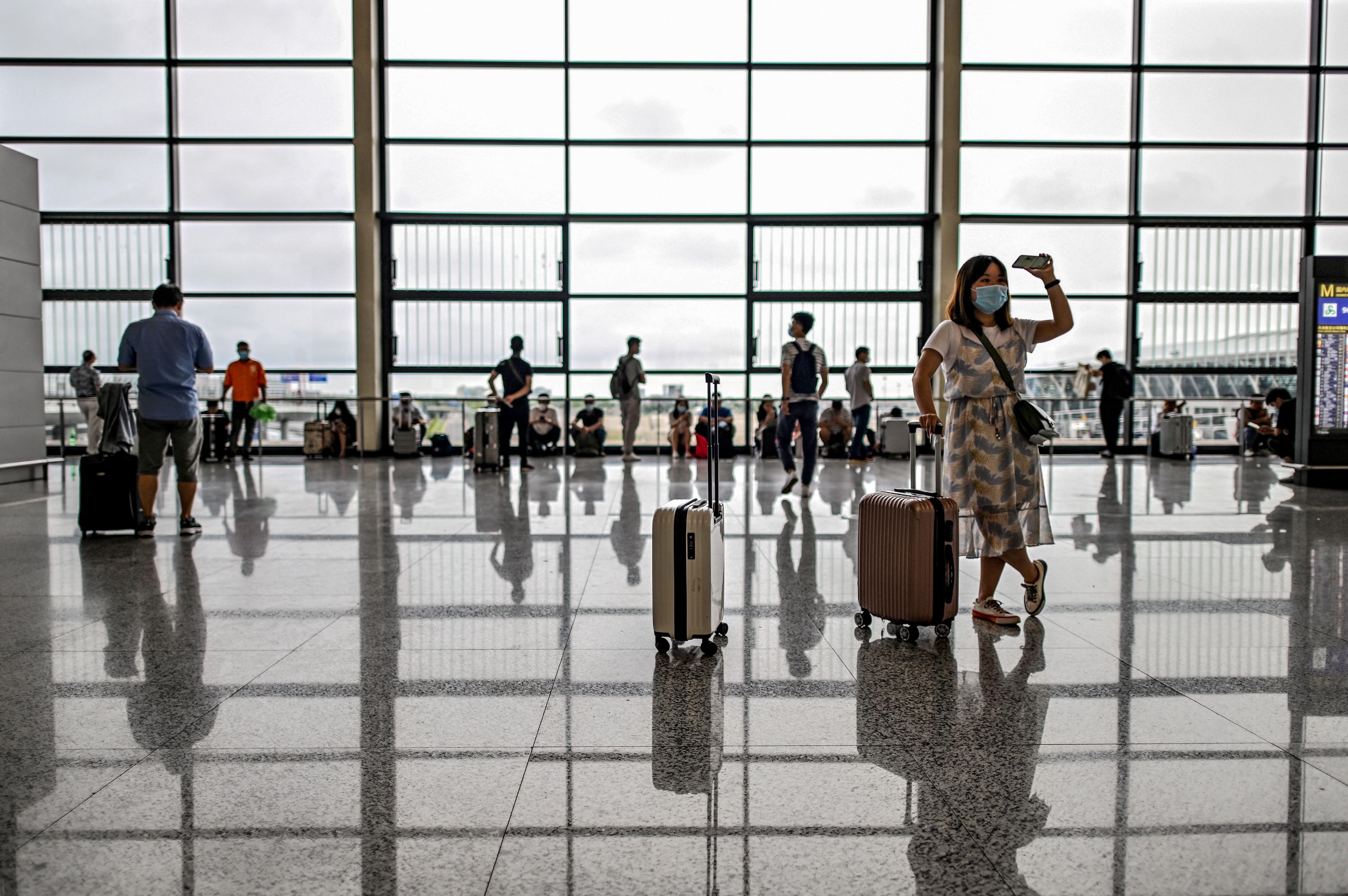 Passengers in terminal Shanghai Pudong