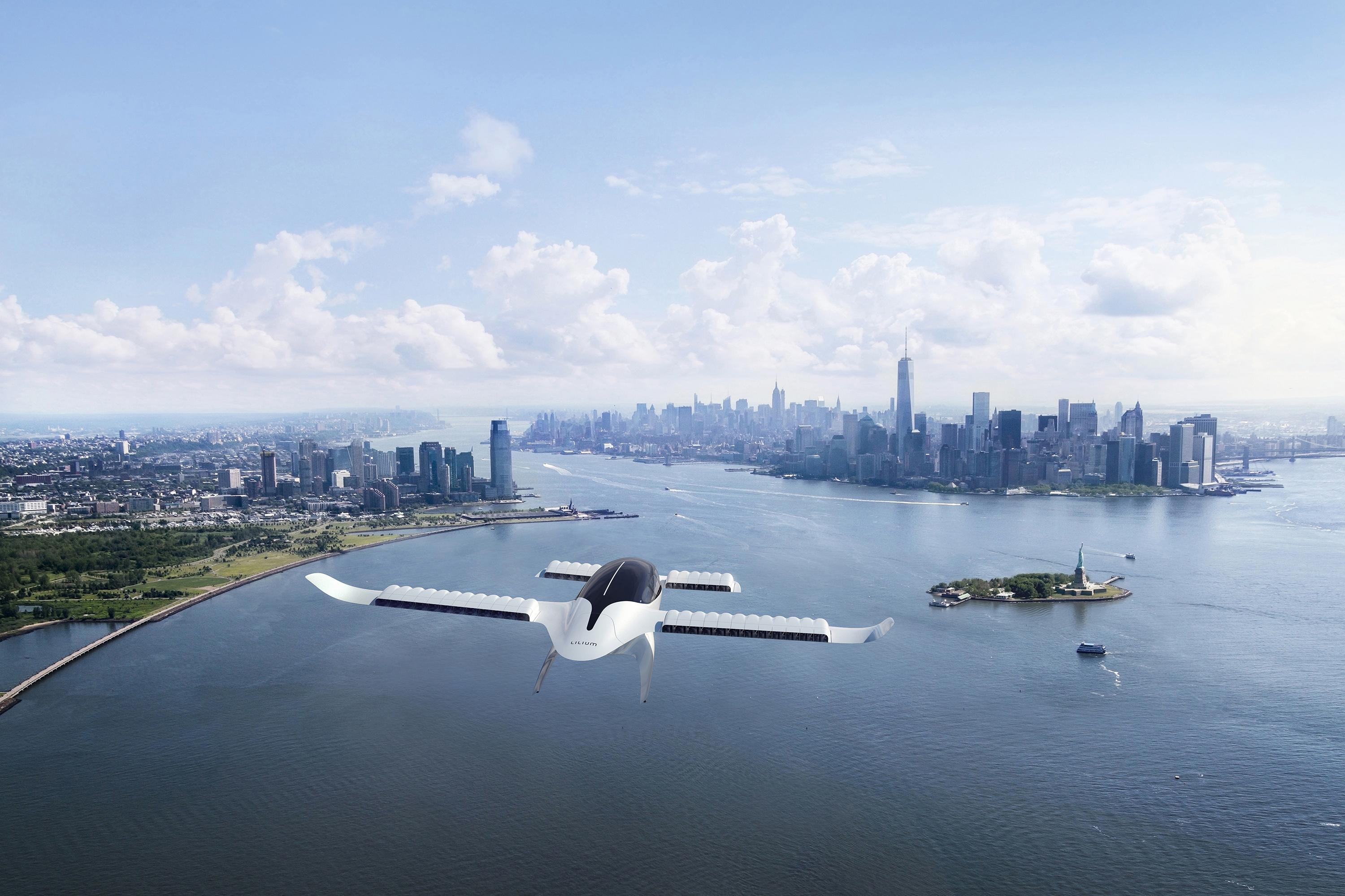 Lilium Jet 7-seater air taxi over NYC