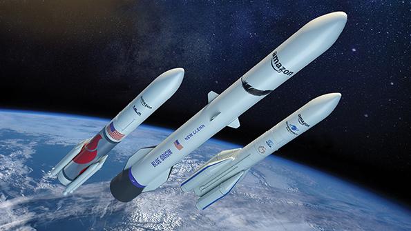 Blue Origin rockets in space 
