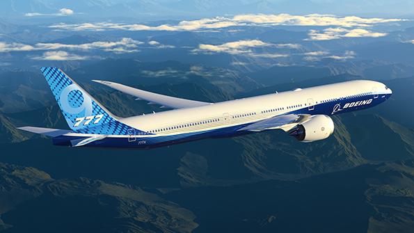 Booing 777-9 in flight